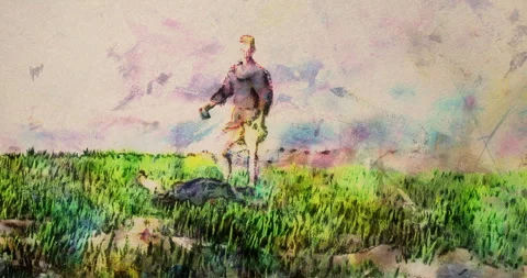 Cain and Abel - Biblical Illustration Stock Footage 280937586