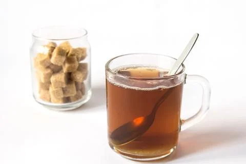 Cain sugar and cup of tea Stock Photos