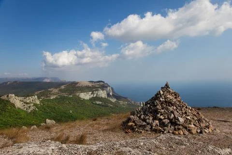 Cairn on a mountain top Stock Photos
