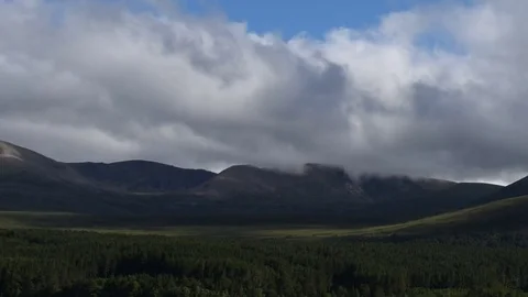 Cairngorm hills low cloud over national park hyperlapse Stock Footage