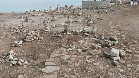 Cairns on the Breton rocks Stock Footage 135799336