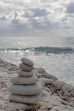 Cairns on the coast Stock Photos