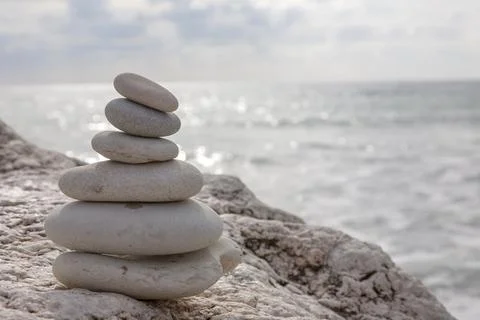 Cairns on the coast Stock Photos
