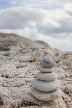 Cairns on the coast Stock Photos