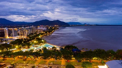 Cairns Foreshore Lagoon Hyperlapse Australia domestic travel destination Stock Footage 129385313