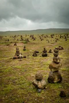 Cairns, stacked rocks Stock Photos