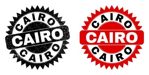 CAIRO Black Rosette Seal with Corroded Surface Stock Illustration