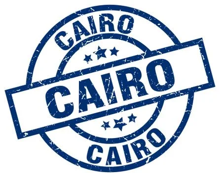 Cairo blue round grunge stamp Stock Illustration