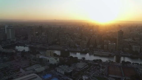 Cairo city skyline at sunset Stock Footage 129638164