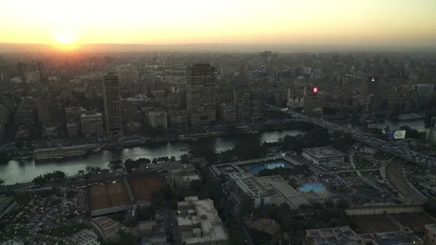Cairo city skyline at sunset Stock Footage 129695275