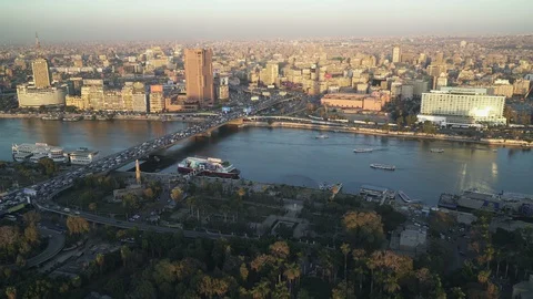 Cairo city skyline at sunset. Panoramic view. Video stock 129624360
