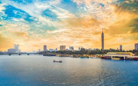 Cairo downtown at sunset Stock Photos