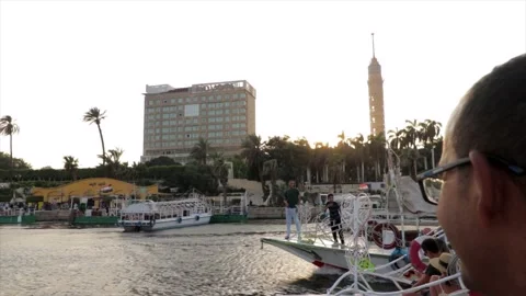 Cairo, Egypt - 15 August, 2021: Sunset on the Nile river Video stock 161340703