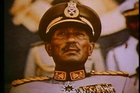 CAIRO, EGYPT, 1977, General Anwar Sadat, President of Egypt, color photograph Video stock 10740498