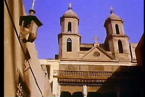 CAIRO, EGYPT, 1977, Old Cairo, Coptic district, the Hanging Church, detail Vídeos de archivo 10735949
