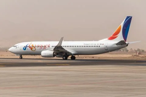 Cairo EGYPT 26.05.2018 - Fly Egypt Airplane standing to parking position at t Stock Photos