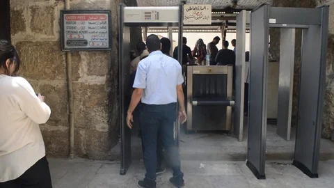 Cairo, egypt, april 22, 2017: people at entrance gate of cairo citadel Stock Footage 74926468