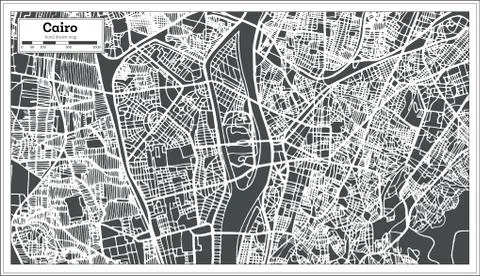 Cairo Egypt City Map in Retro Style. Stock Illustration