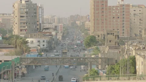 Cairo - Egypt : Drone video showing traffic crowd in day Stock Footage 255845984