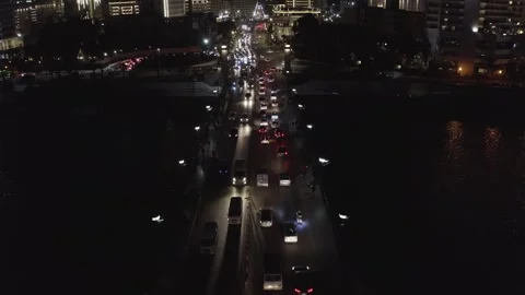 Cairo - Egypt : Drone video showing qasr al nil bridge in night 3 Oc. 24 Stock Footage 310005904