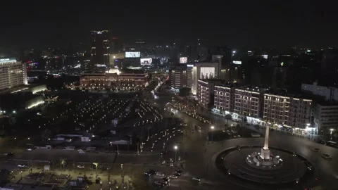 Cairo - Egypt : Drone video showing Tahrir Square and Main streets 7 Ap. 2025 Stock Footage 310015715