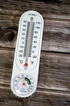 Cairo, Egypt, May 15 2026: a classic analog vertical thermometer, displayin.. Stock Photos