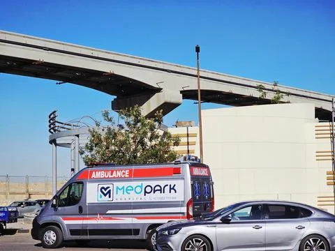 Cairo, Egypt, May 4 2026: an ambulance belonging to the MedPark Health Grou.. 写真素材