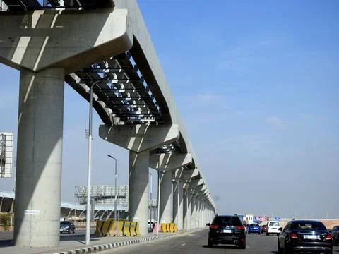 Cairo, Egypt, May 9 2023: Cairo monorail site that is under construction by.. Stock Photos