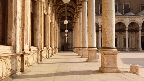 Cairo Egypt Mohamed Ali Mosque Colonnade Interior Forward Push In 4K Stock Footage 315455541