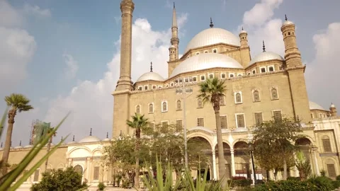 Cairo Egypt Mohamed Ali Mosque Facade Side Pan Left to Right 4K Stock Footage 315455552