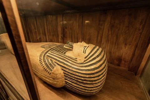 CAIRO, EGYPT- NOVEMBER 13, 2018: Sarcophagus of Tutankhamun at the Museum of Stock Photos