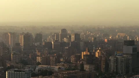 Cairo, Egypt - November 20, 2025: Aerial View of Cairo Dense buildings and Giza Stock Footage 341912099