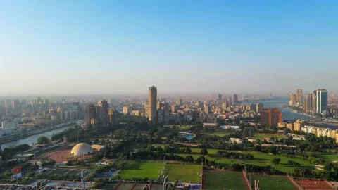 Cairo, Egypt - November 20, 2025: Aerial Panoramic View of Cairo Skyline with Stock Footage 341913229