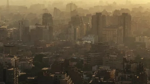 Cairo, Egypt - November 20, 2025: Aerial View of Cairo and Giza dense buildings Stock Footage 341994058