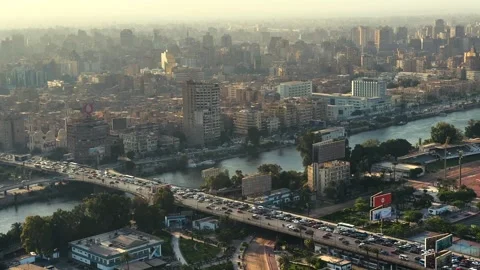 Cairo, Egypt - November 20, 2025: Aerial View of Greater Cairo with Nile River Vídeos de archivo 341994113