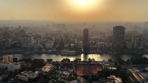 Cairo, Egypt - November 20, 2025: Aerial View of Cairo and Nile River at Golden 스톡 동영상 341994127