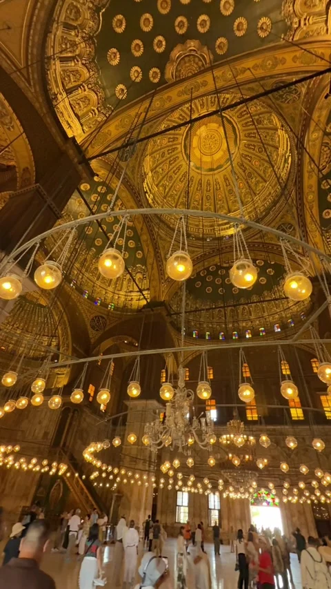 Cairo, Egypt - November 21, 2025: Vertical panorama of Muhammad Ali Mosque Stock Footage 333463932