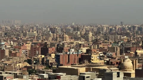 Cairo, Egypt - November 21, 2025: Aerial View of Cairo Cityscape Stretching to Vídeos de archivo 341994572