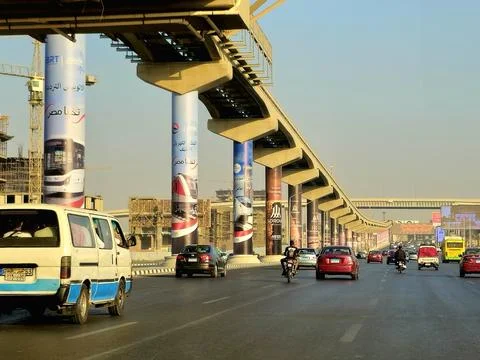Cairo, Egypt, October 27 2025: the new public transportation developmental .. Stock Photos