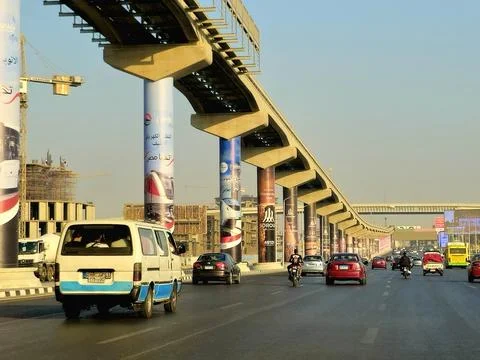 Cairo, Egypt, October 27 2025: the new public transportation developmental .. Stock Photos