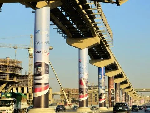 Cairo, Egypt, October 28 2025: the new public transportation developmental .. Stock Photos