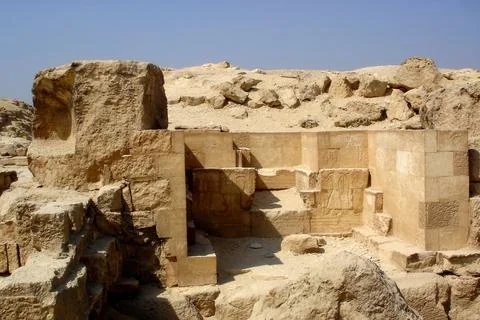 Cairo, Egypt - September 1, 2009 Ruins of Graffiti and Bas-Reliefs Among th.. Stock Photos
