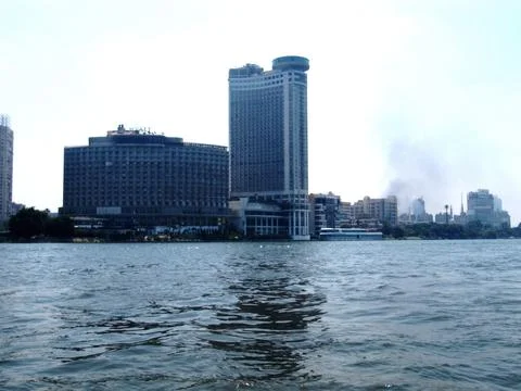 Cairo, Egypt - September 1, 2009 Cairo Cityscape With Nile River Reflecting.. Stock Photos