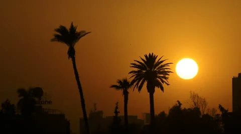 Cairo Egypt setting sun Stock Footage