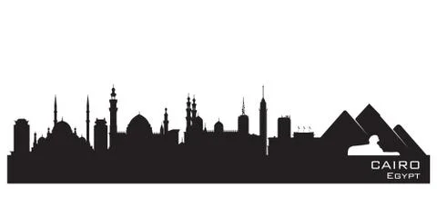 Cairo egypt skyline detailed vector silhouette Illustrazione stock