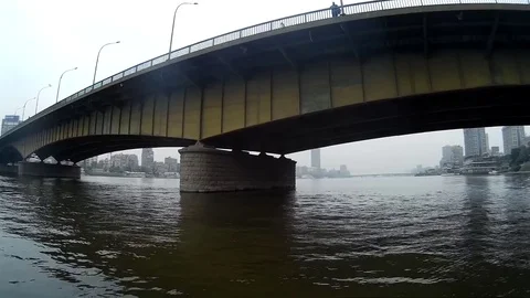 Cairo Egypt view from boat under the bridge Stock Footage 74759565