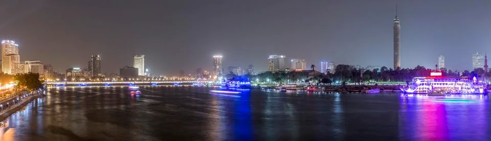 Cairo night panoramic 스톡 사진