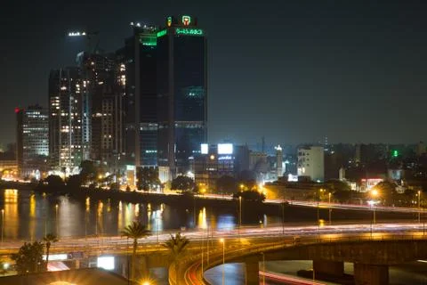 Cairo night traffic 스톡 사진