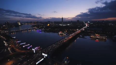 Cairo Nile Timelapse Aerial Top Angle, Egypt Vídeos de archivo 252136156