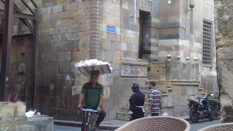 Cairo Old Town Bread Delivery Man On Bike Stock Footage 251856115